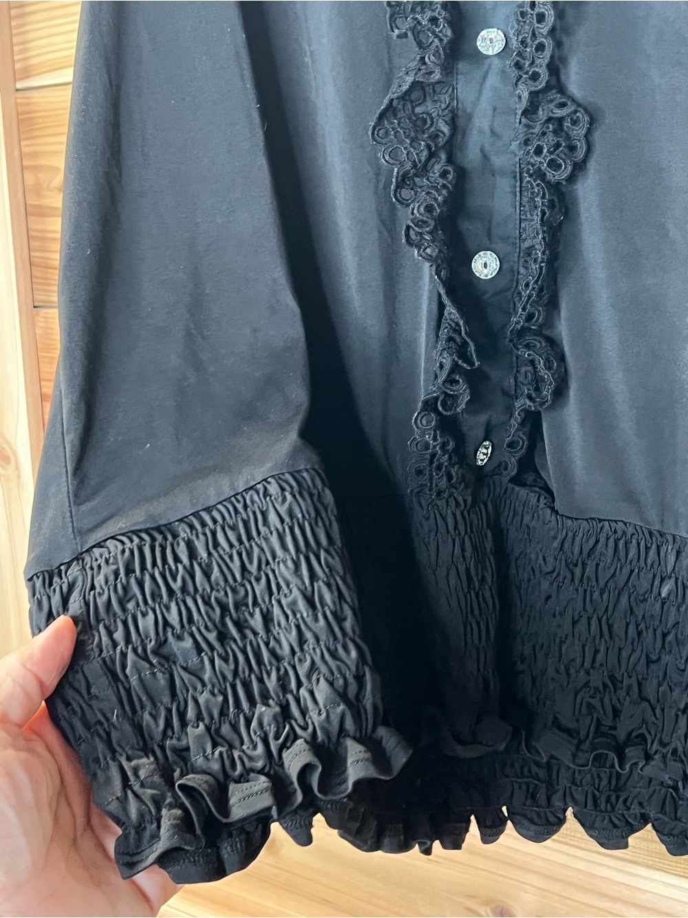 Baby Phat 3X Black Ruffle Lace Sleeveless Blouse Stretch Knit Y2K Plus Size - Picture 5 of 5